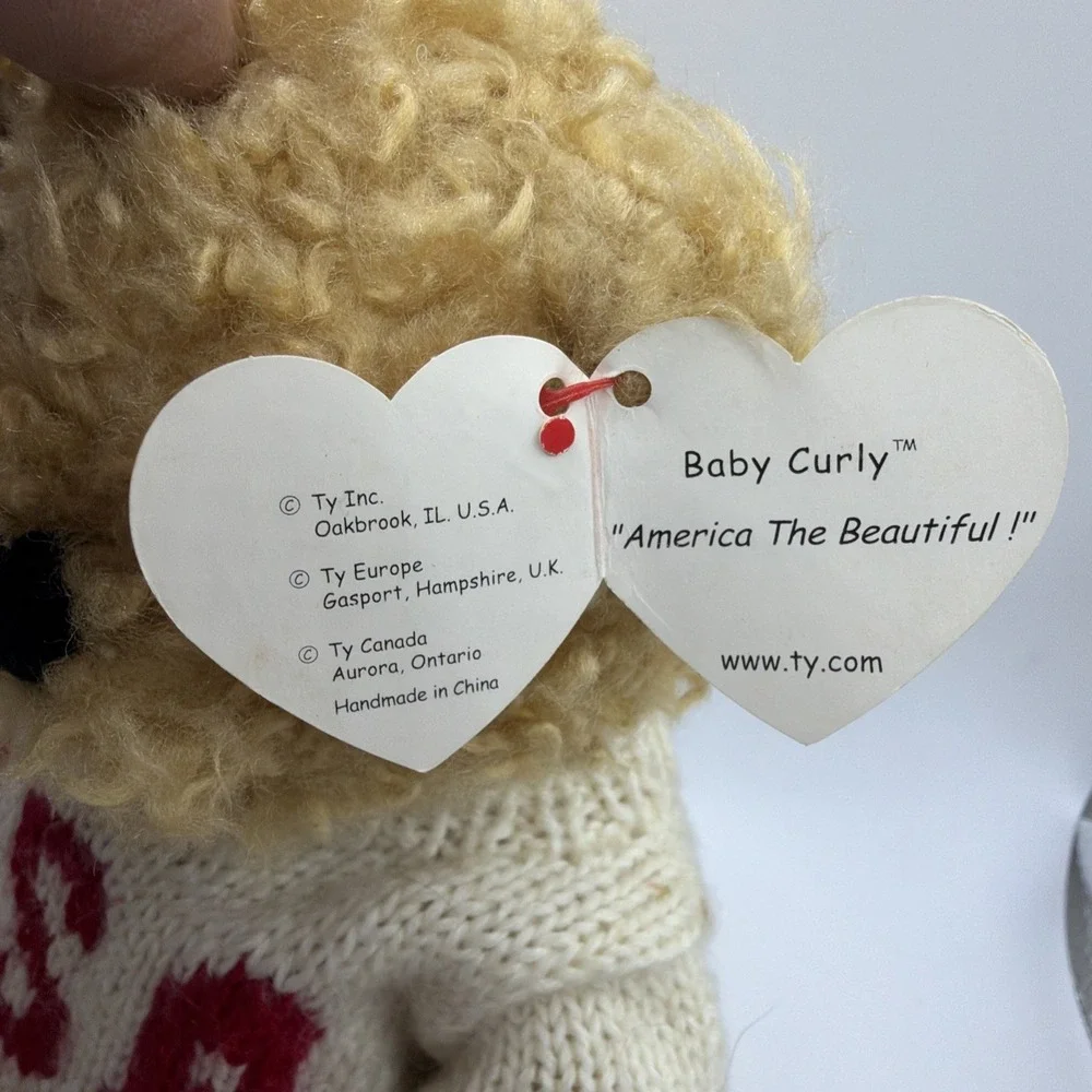 1992 Ty Beanie Baby Tan Bear w/ USA‎ Sweater Red White Patriotic 8